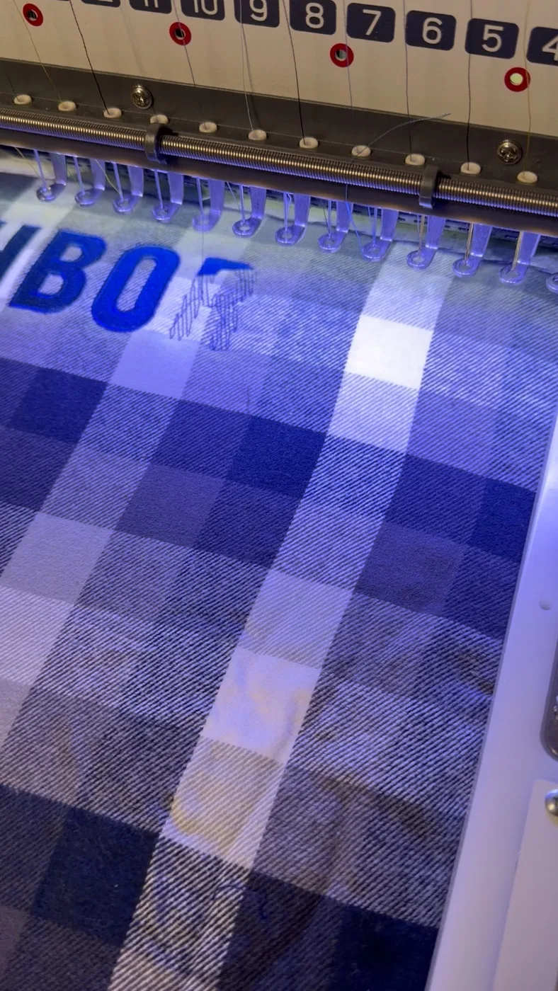 Embroidery machine in run