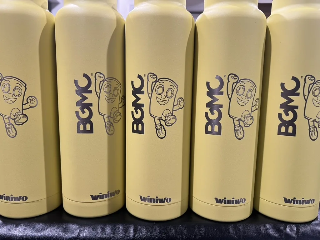 BGMC mascot water bottles