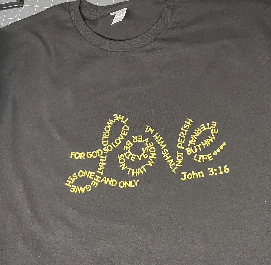 John 3:16 cross embroidery tee